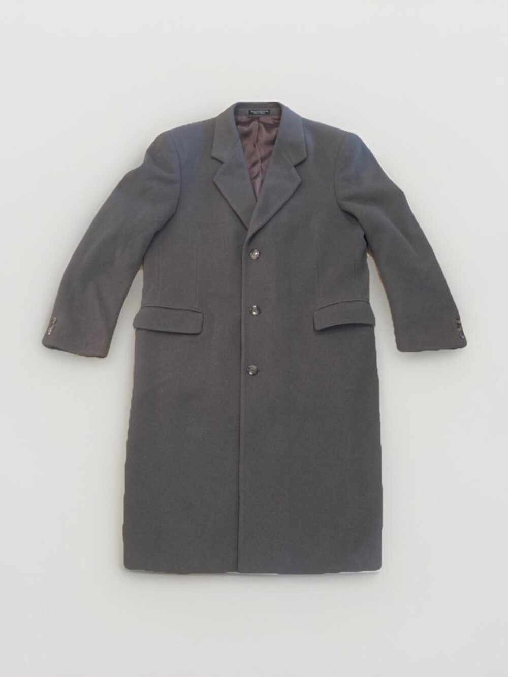 Vintage Silver Cloud Italian Cashmere Wool Blend Taupe Long Coat 42R